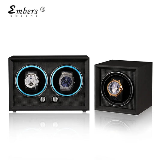 Boîte à Montre Automatique 2 Montres Bois Noir Sans Porte