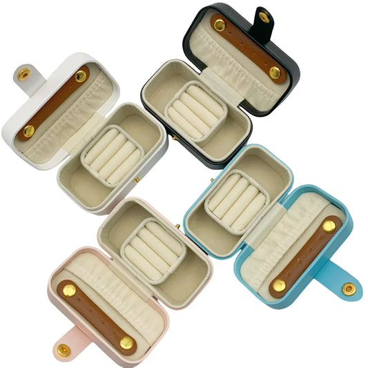 Boîte à Bijoux Portable Cuir PU Blanc