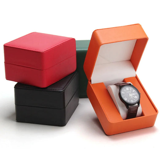 Boîte à Montre Homme 1 Montre Cuir PU Orange – Présentoir Cadeau