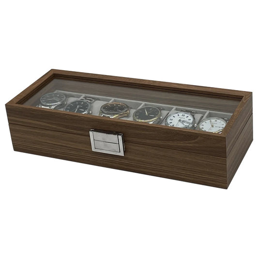 Boîte à Montre Homme 6 Compartiments Bois Noyer Noir – Écrin Collection