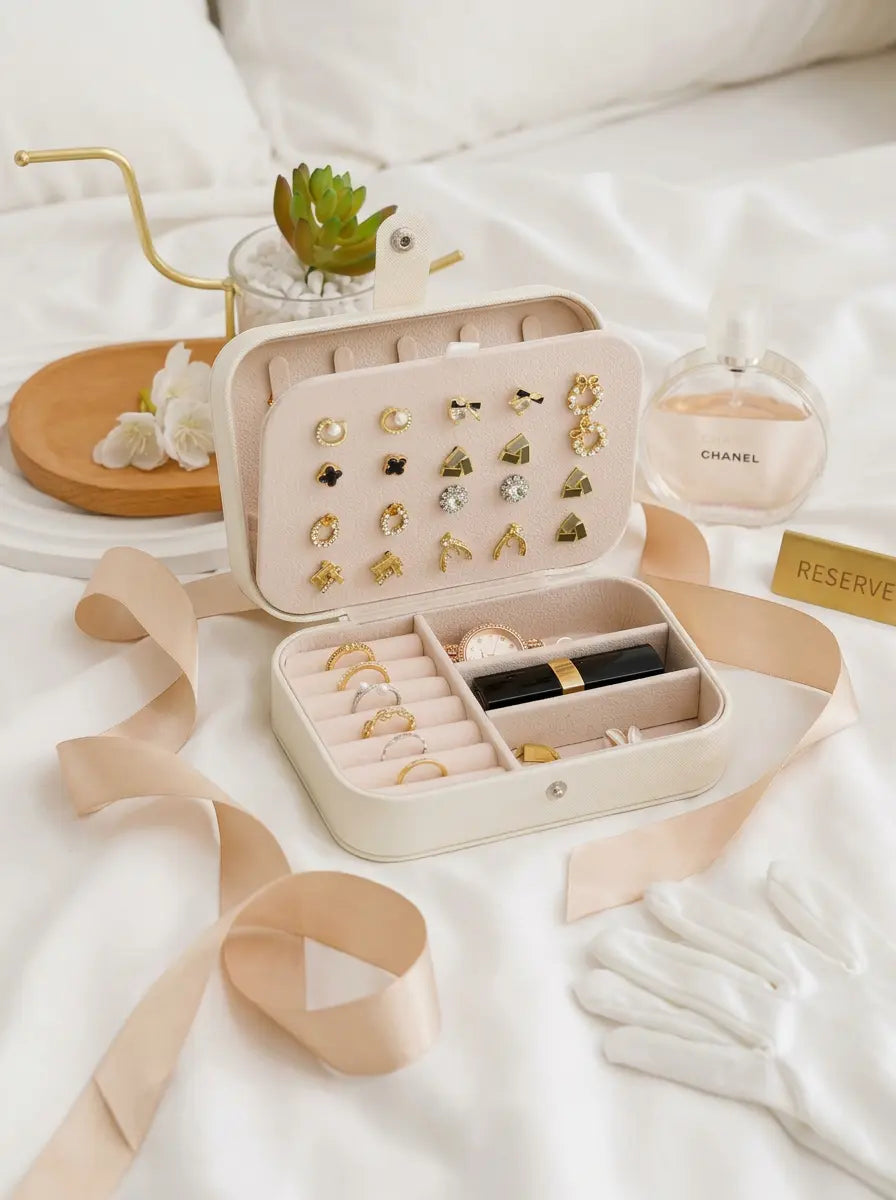 Grande boîte à bijoux en cuir – Rangement haut de gamme