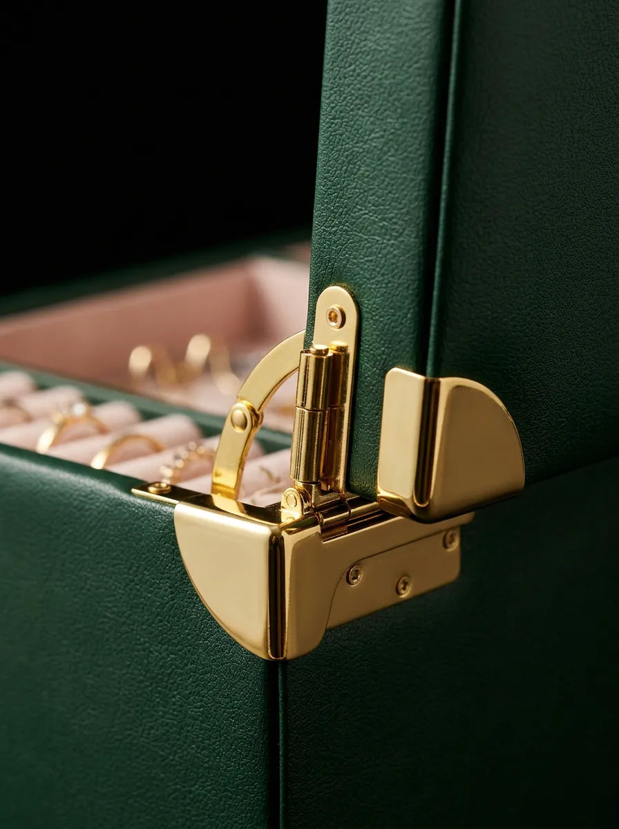 Grande Boîte à Bijoux verte en Cuir
