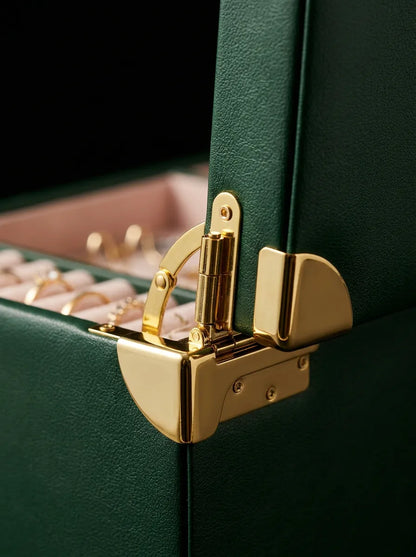 Grande Boîte à Bijoux verte en Cuir