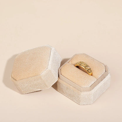 Écrin à Bague Octogonal Velours Noir – 1 Emplacement