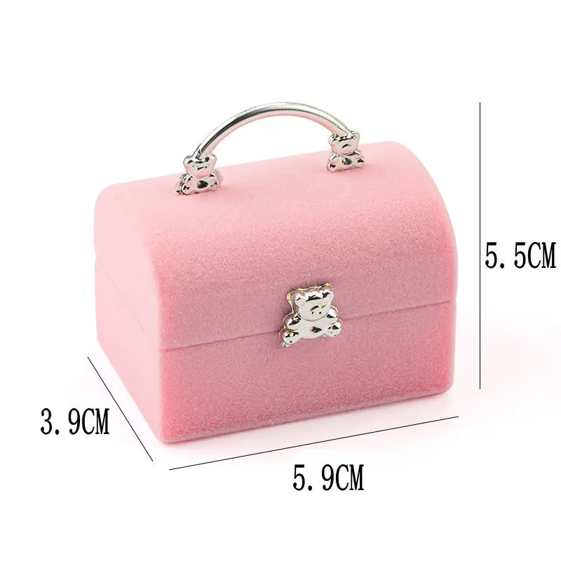 Écrin Ourson Velours Rose – Bague ou Pendentif