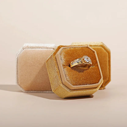 Écrin à Bague Octogonal Velours Noir – 1 Emplacement