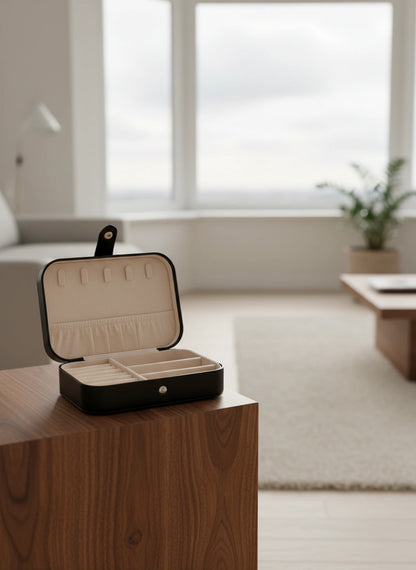 Boîte à bijoux cuir noir – Coffret moderne et raffiné