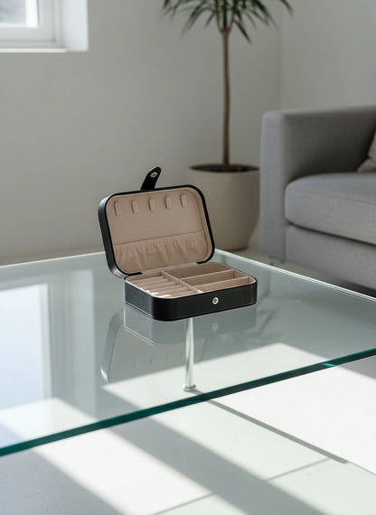 Boîte à bijoux cuir noir – Coffret moderne et raffiné