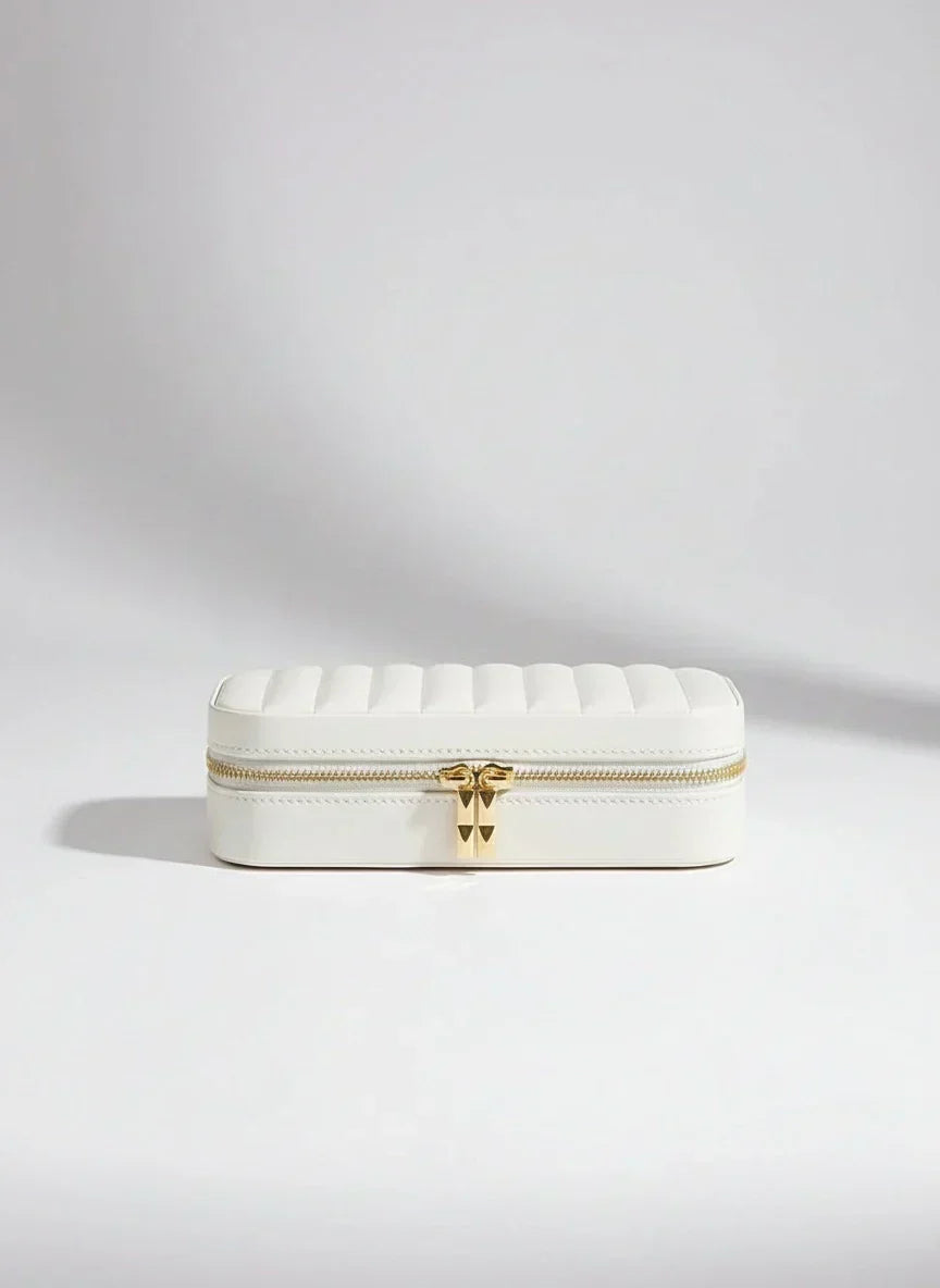 Grande boîte à bijoux rectangulaire blanche