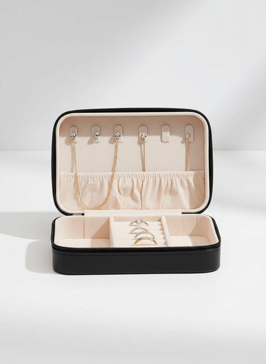 Boîte à bijoux noire rectangle – Coffret design et fonctionnel
