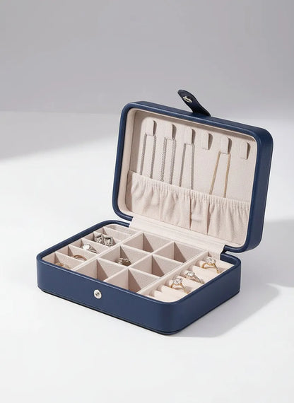 Boîte à bijoux cuir bleu – Rangement soigné