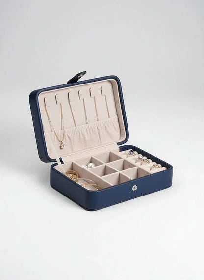 Boîte à bijoux cuir bleu – Rangement soigné