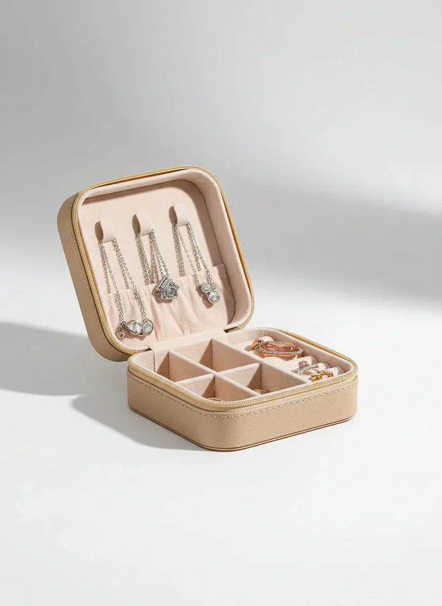 Boîte à bijoux de voyage en cuir – Luxe en déplacement