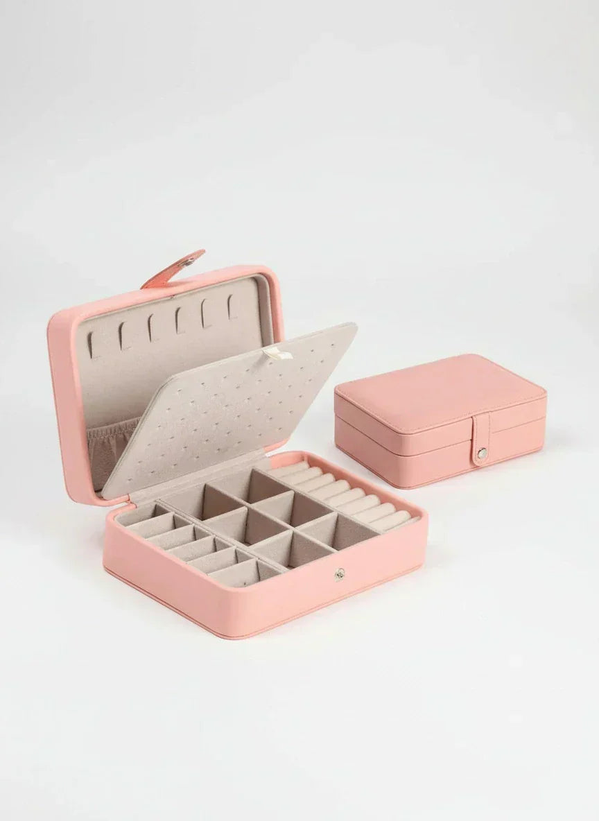 Grande boîte à bijoux rose – Organisateur élégant