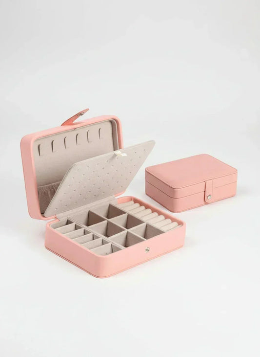 Grande boîte à bijoux rose – Organisateur élégant