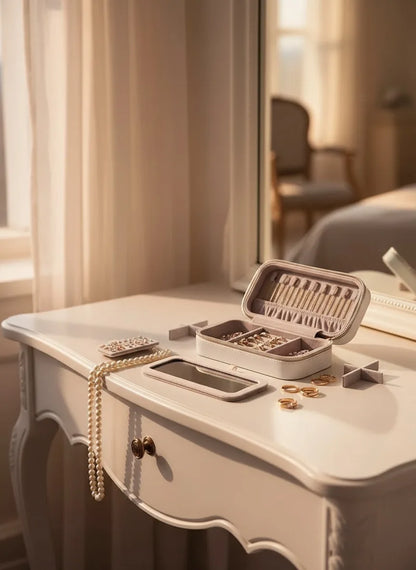Grande boîte à bijoux rectangulaire blanche