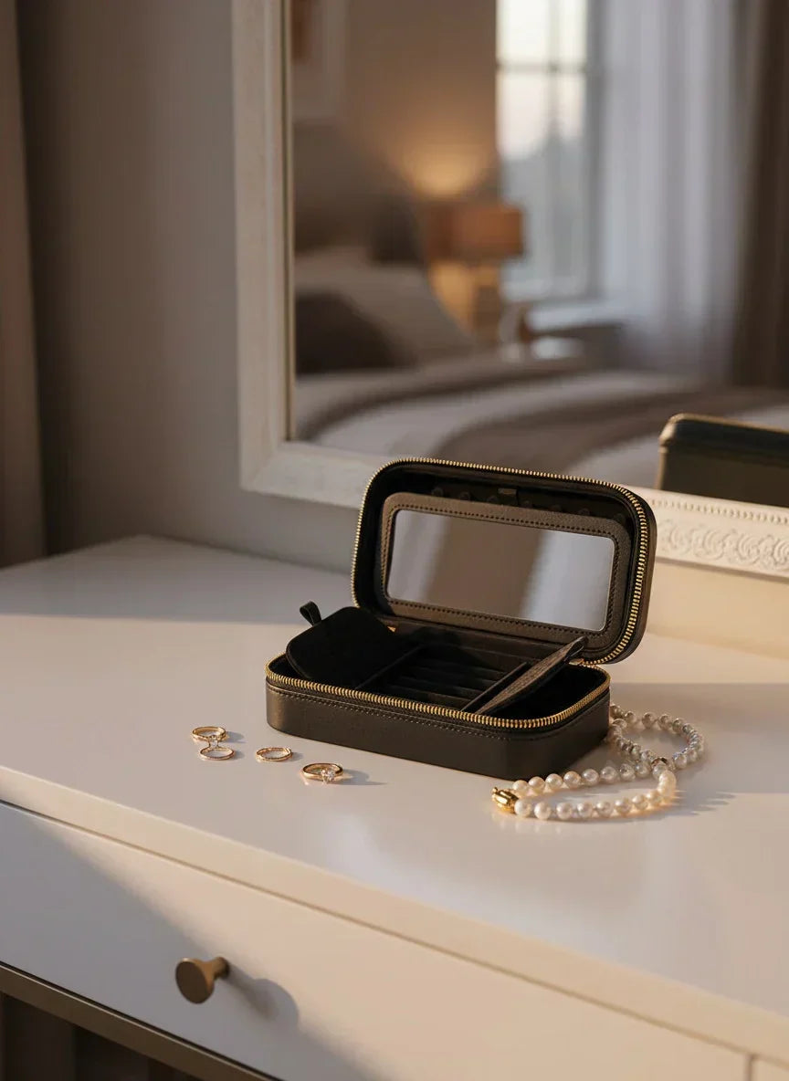 Grande boîte à bijoux rectangulaire noire