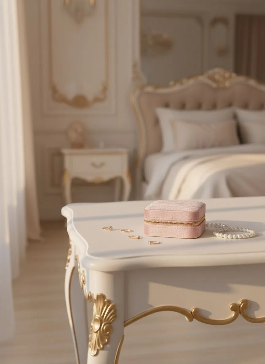 Boîte à bijoux velours rose – Douceur et élégance