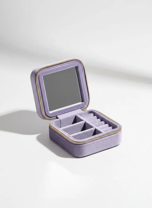 Petite boîte à bijoux violette miroir