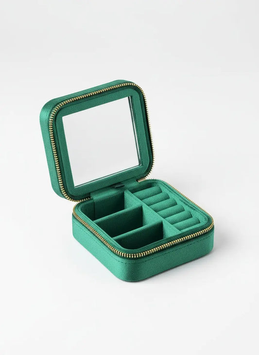Petite boîte à bijoux verte miroir
