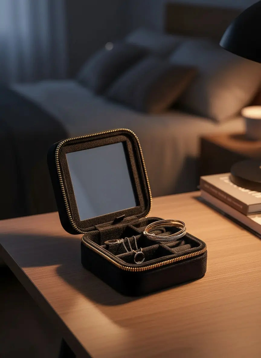 Boîte à bijoux verre miroir noir – Élégance et modernité