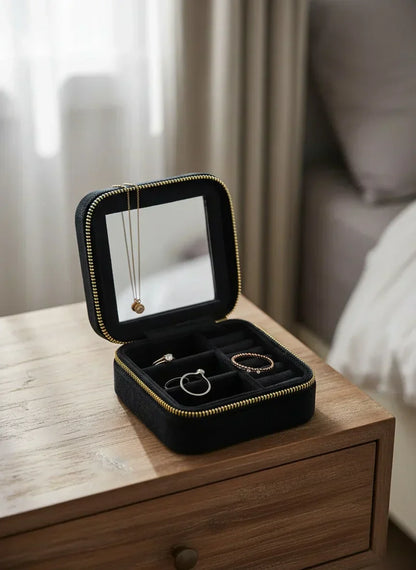 Boîte à bijoux verre miroir noir – Élégance et modernité