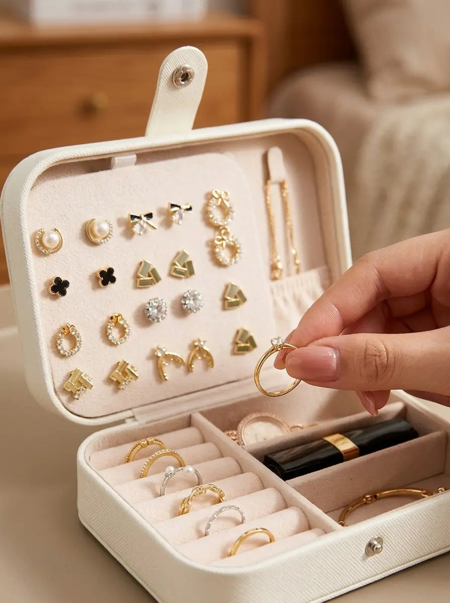 Grande boîte à bijoux en cuir – Rangement haut de gamme