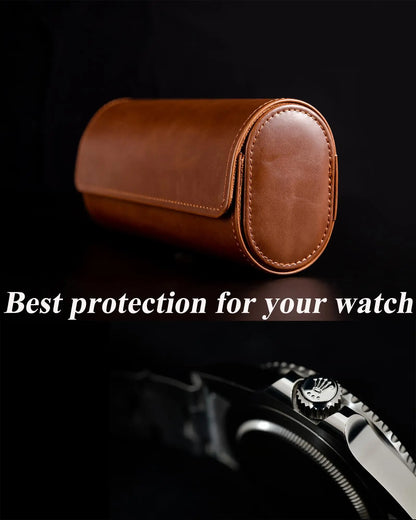 Boîte à Montre Homme 2 Compartiments Cuir Marron – Fabrication Artisanale
