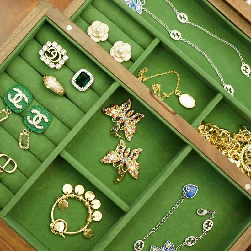 Boîte à Bijoux en Bois Massif Double Niveau – Fermeture Magnétique
