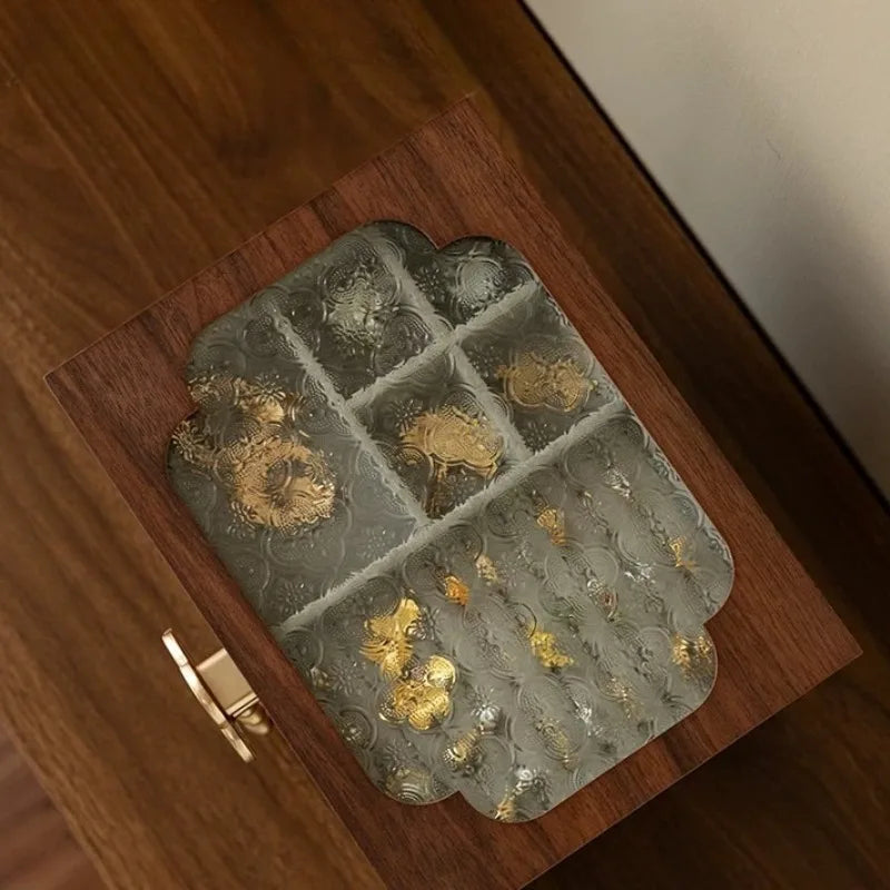 Boîte à Bijoux en Bois Rétro – 5 Compartiments, Grande Capacité