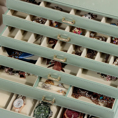 Boîte à Bijoux Cuir 6 Niveaux – Grande Capacité, Doublure Velours