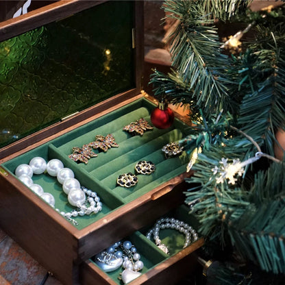 Boîte à Bijoux en Bois Massif Double Niveau – Fermeture Magnétique