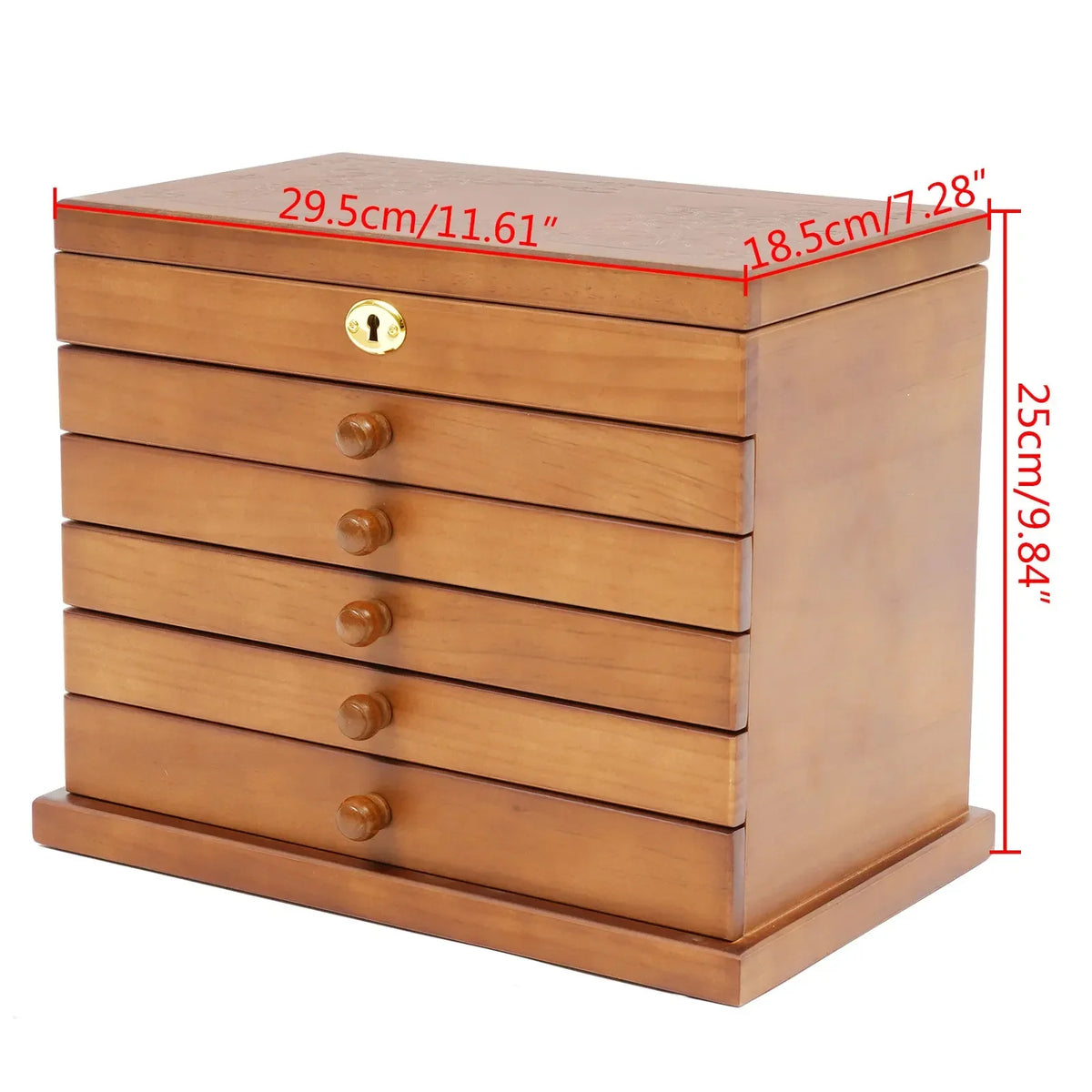 Boîte à Bijoux en Bois 6 Tiroirs avec Miroir – Finition Trèfle Vintage