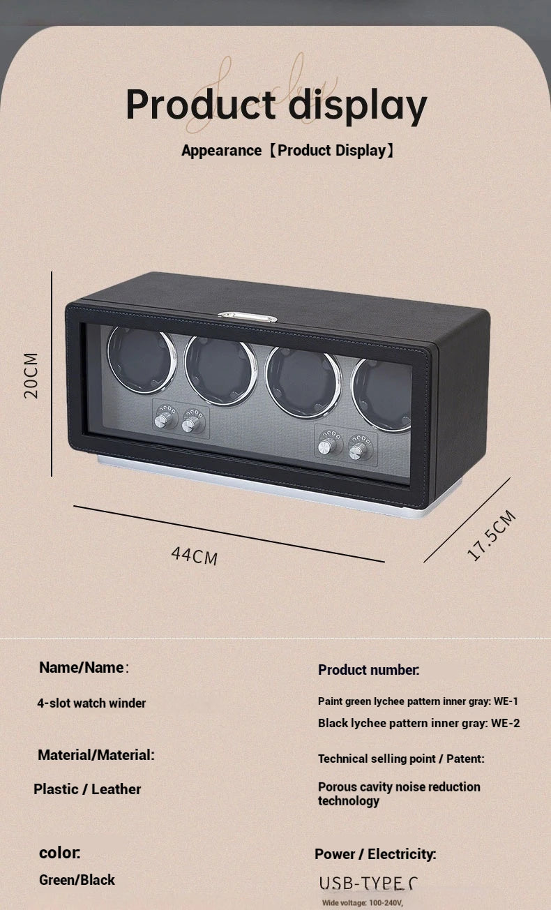 Boîte à Montre Automatique 4 Montres Cuir Premium – Anti-Magnétique