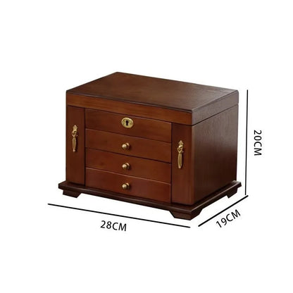 Boîte à Bijoux en Bois de Noyer – 6 Compartiments avec Miroir