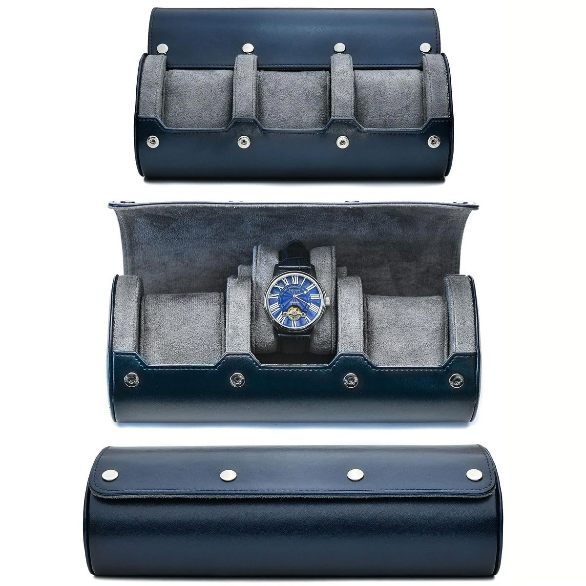 Boîte à Montre Homme 4 Compartiments Cuir PU Marron – Écrin de Voyage Compact