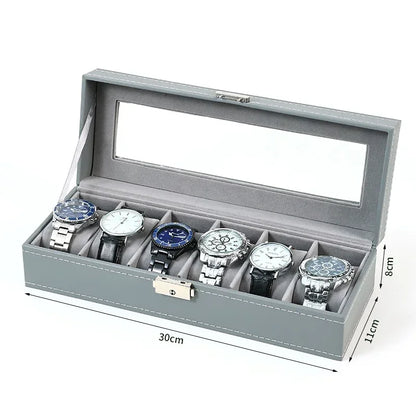 Boîte à Montre Homme 10 Compartiments Cuir PU Vert – Grand Écrin Vitré