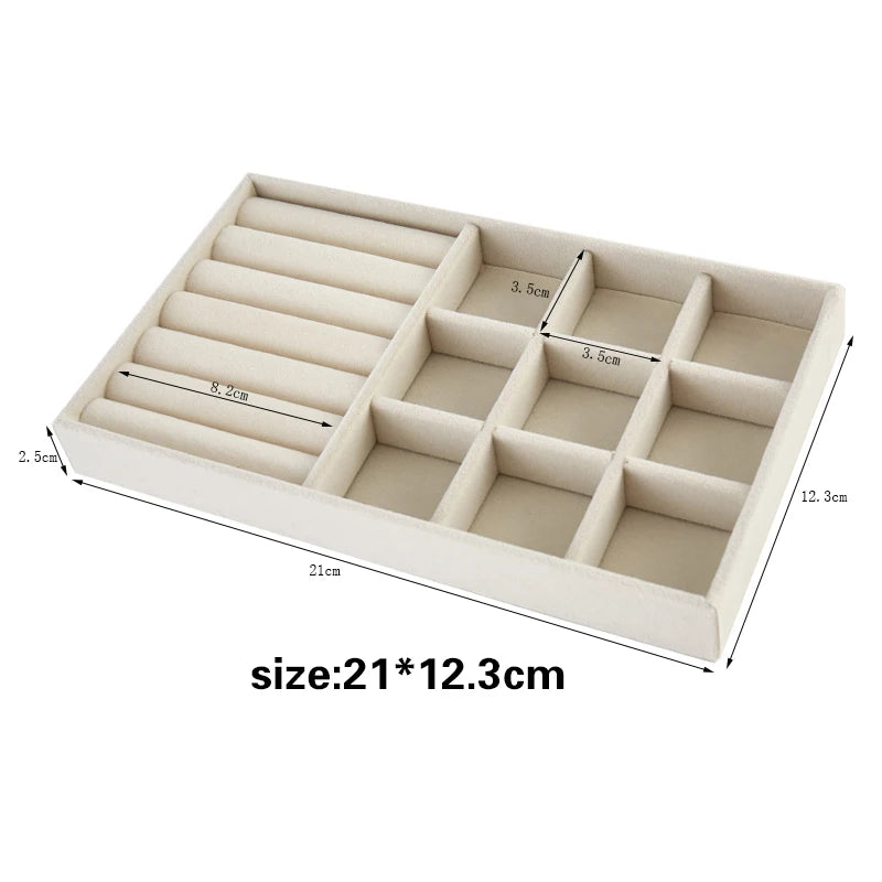 Plateau à Bijoux Velours Beige sans Compartiments