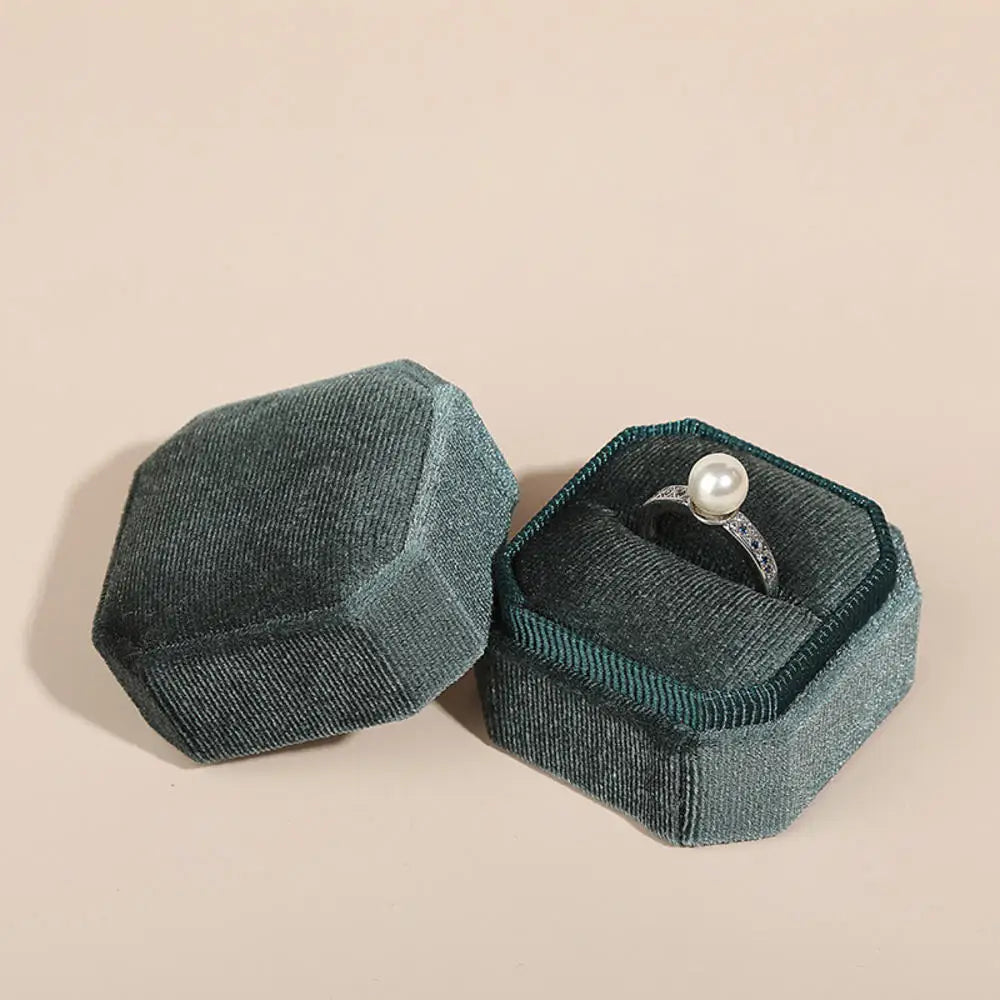 Écrin à Bague Octogonal Velours Noir – 1 Emplacement