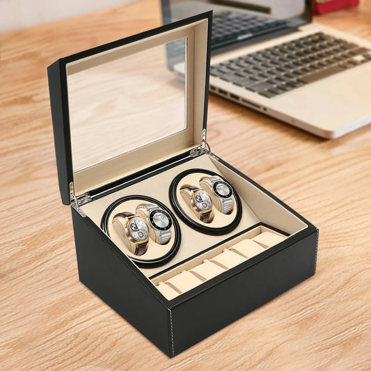 Boîte à Montre Automatique Cuir PU Marron – Format Compact