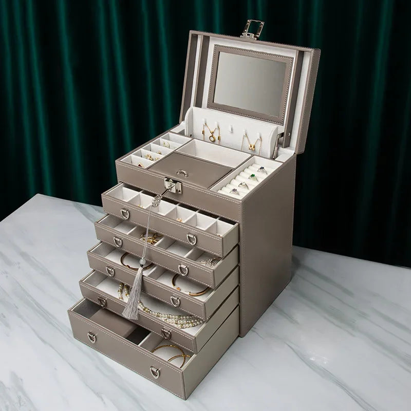 Coffret Bijoux 6 Étages Simili Cuir