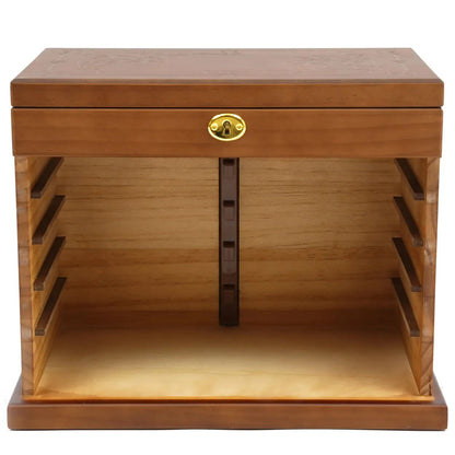 Boîte à Bijoux en Bois 6 Tiroirs avec Miroir – Finition Trèfle Vintage
