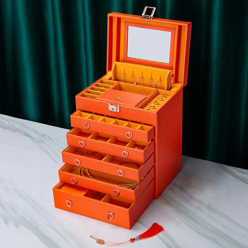 Coffret Bijoux 6 Étages Simili Cuir