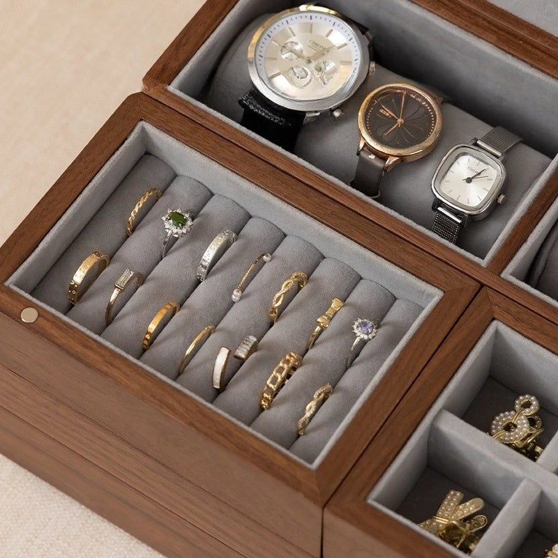 Boîte à Bijoux en Bois Multi-Niveaux – Grande Capacité