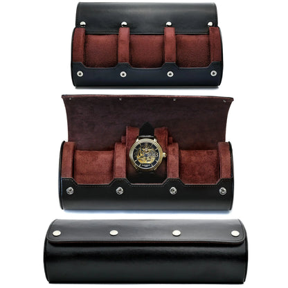 Boîte à Montre Homme 6 Compartiments Cuir PU Bleu Nuit – Écrin de Voyage Compact