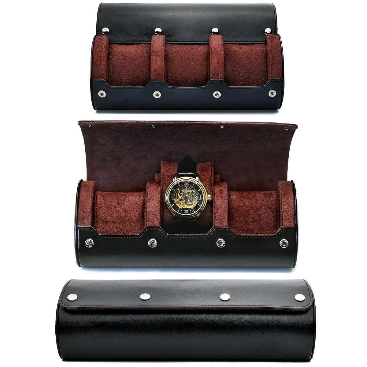 Boîte à Montre Homme 4 Compartiments Cuir PU Marron – Écrin de Voyage Compact