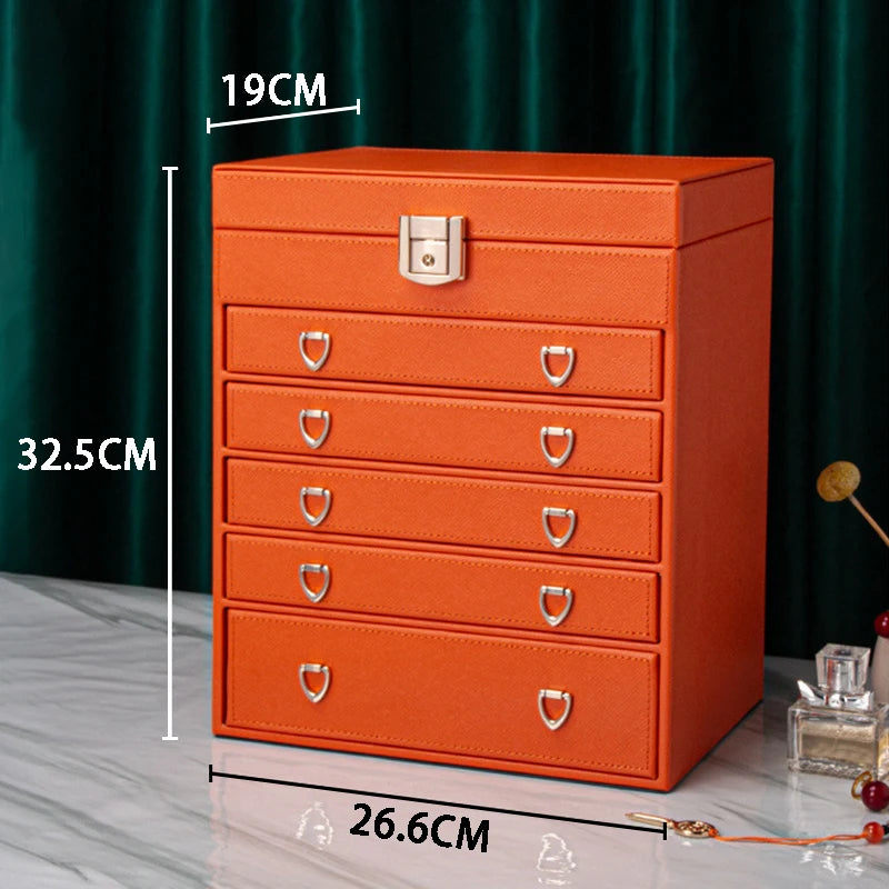 Coffret Bijoux 6 Étages Simili Cuir
