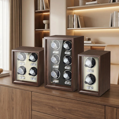 Boîte à Montre Automatique Verticale Bois Brun Vitrée – Design Élégant
