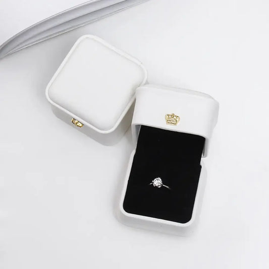 Écrin à Bague Vintage Cuir PU Blanc Ivoire – 1 Emplacement
