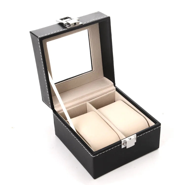 Boîte à Montres Homme Cuir PU Noir Intérieur Crème – Édition Classique